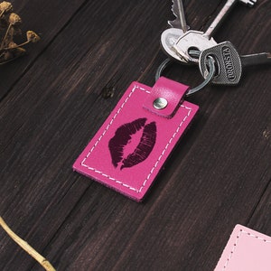 Personalized Leather Keychain: Engraved Monogram Key Fob