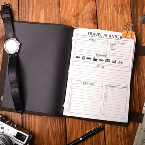 Leather travel planner, Travel Diary, personalized travel journal, Leather travel notebook planner, travel notebook, cruise travel journal