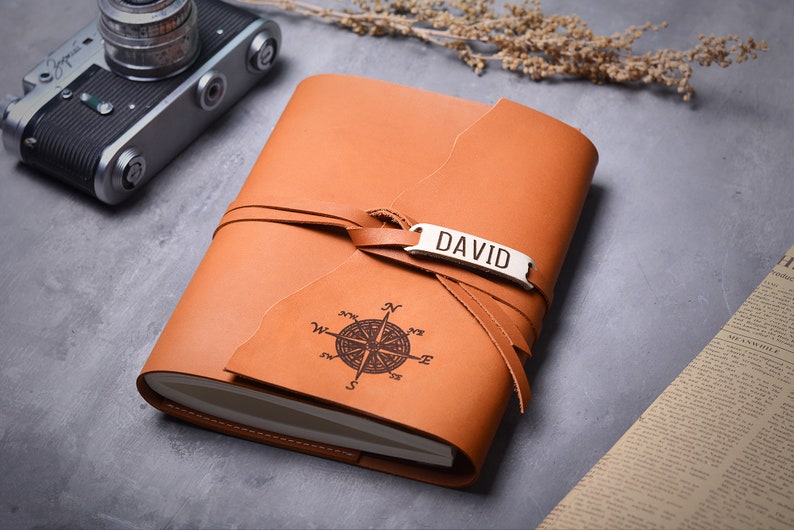 Personalized leather journal with strap Refillable leather Etsy