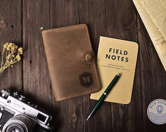 Personalisierte Field Notes Lederhülle: Moleskine Cahier, Full Grain