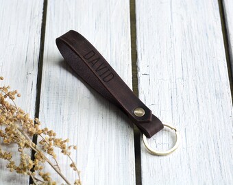 Personalized Leather Keychain: Custom Name Keyring, Car Keychain