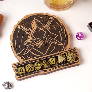 Personalized DnD Dice Coaster: Engraved Dungeons and Dragons Gift