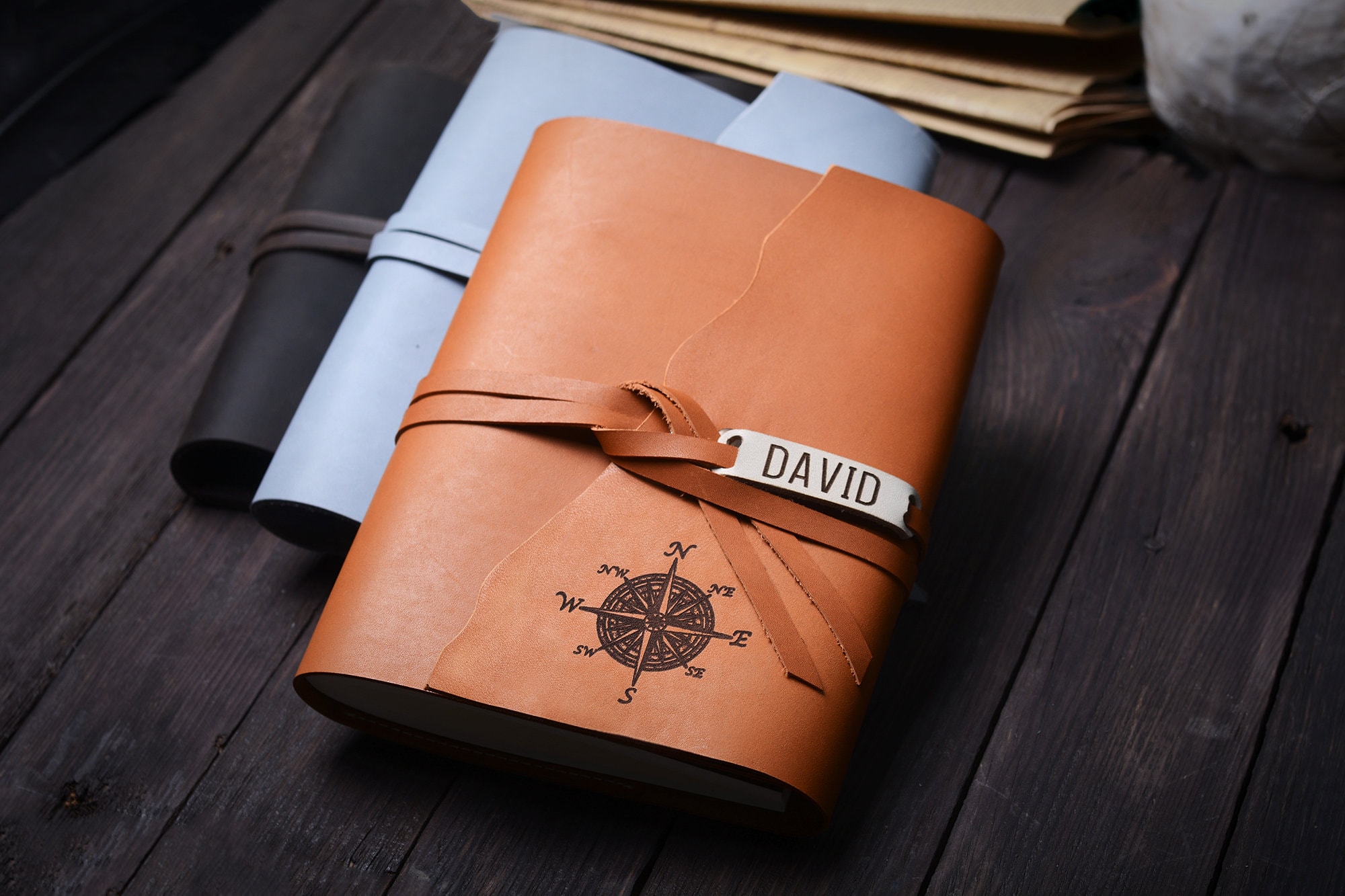 Personalized leather journal with strap Refillable leather Etsy