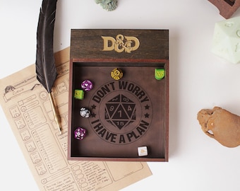 Personalized Wood Dice Tray with Storage: D&D, Dungeons and Dragons Gift