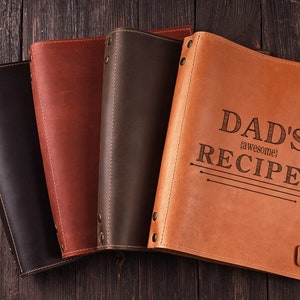 Customized Binder Rings Recipe Book, Leather Binder Cooking Journal, Custom Leather Recipe Notebook