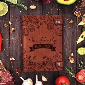 Personalized Leather Recipe Book: Custom Family Cookbook, Cooking Journal