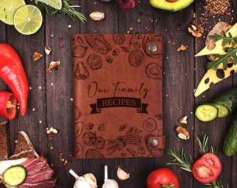Personalized Leather Recipe Book: Custom Family Cookbook, Cooking Journal