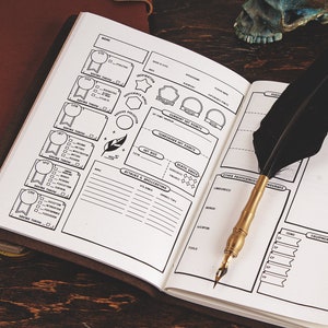 DnD character journal, DnD player book, DnD character notebook, 5e character sheets, Dungeons and dragons campaign book, Dnd player journal