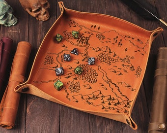 Custom leather Dice Tray, RPG dice rolling tray, Tabletop dice tray, Dungeons and dragons dice tray, custom engraved dice tray