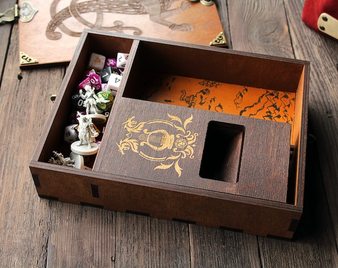 Personalized Wooden Dice Tower, Tray & Holder: Dungeons and Dragons Gift