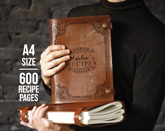 Personalized Leather Recipe Journal: A4 Custom Cookbook, Family Keepsake