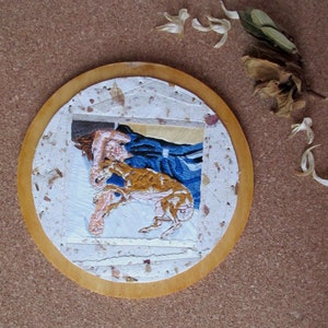 CANOVACCIO,handmade wall decoration,textile art,craft paper,wood; decorazione da parete handmade, arte tessile, carta artigianale, legno