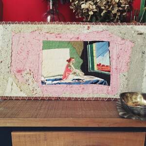 CANOVACCIO,handmade wall decoration,textile art,craft paper,wood; decorazione da parete handmade, arte tessile, carta artigianale, legno