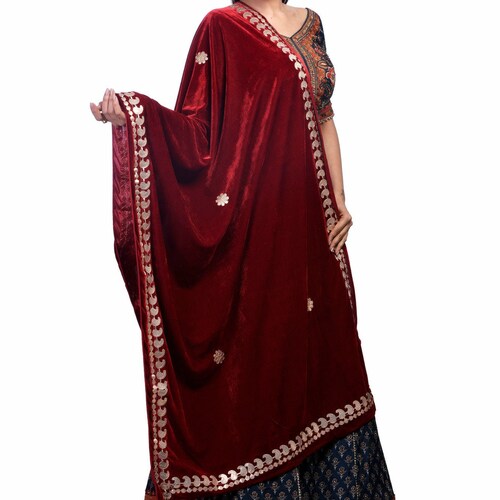 gota patti velvet shawl