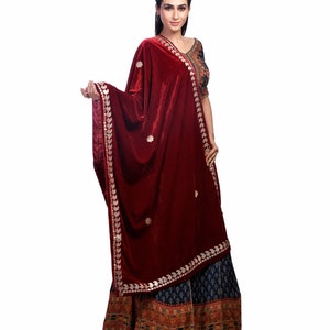 Velvet Gota Patti Dupatta/Shawl, Wedding Dupatta/Shawl