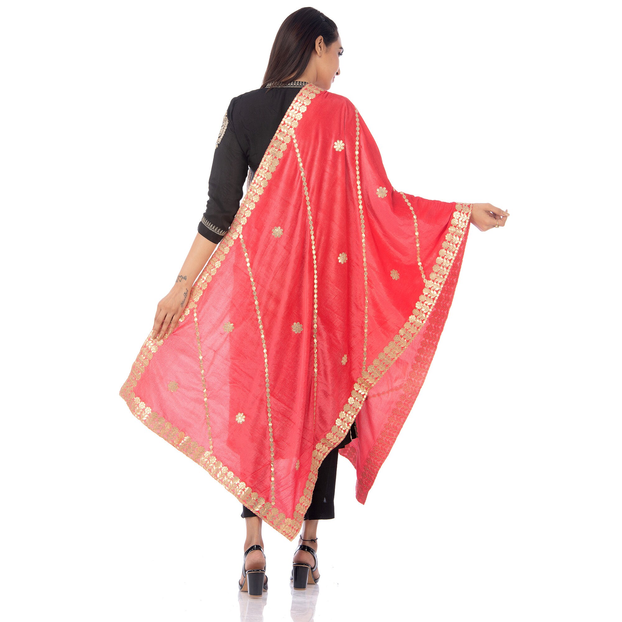 gota patti velvet shawl