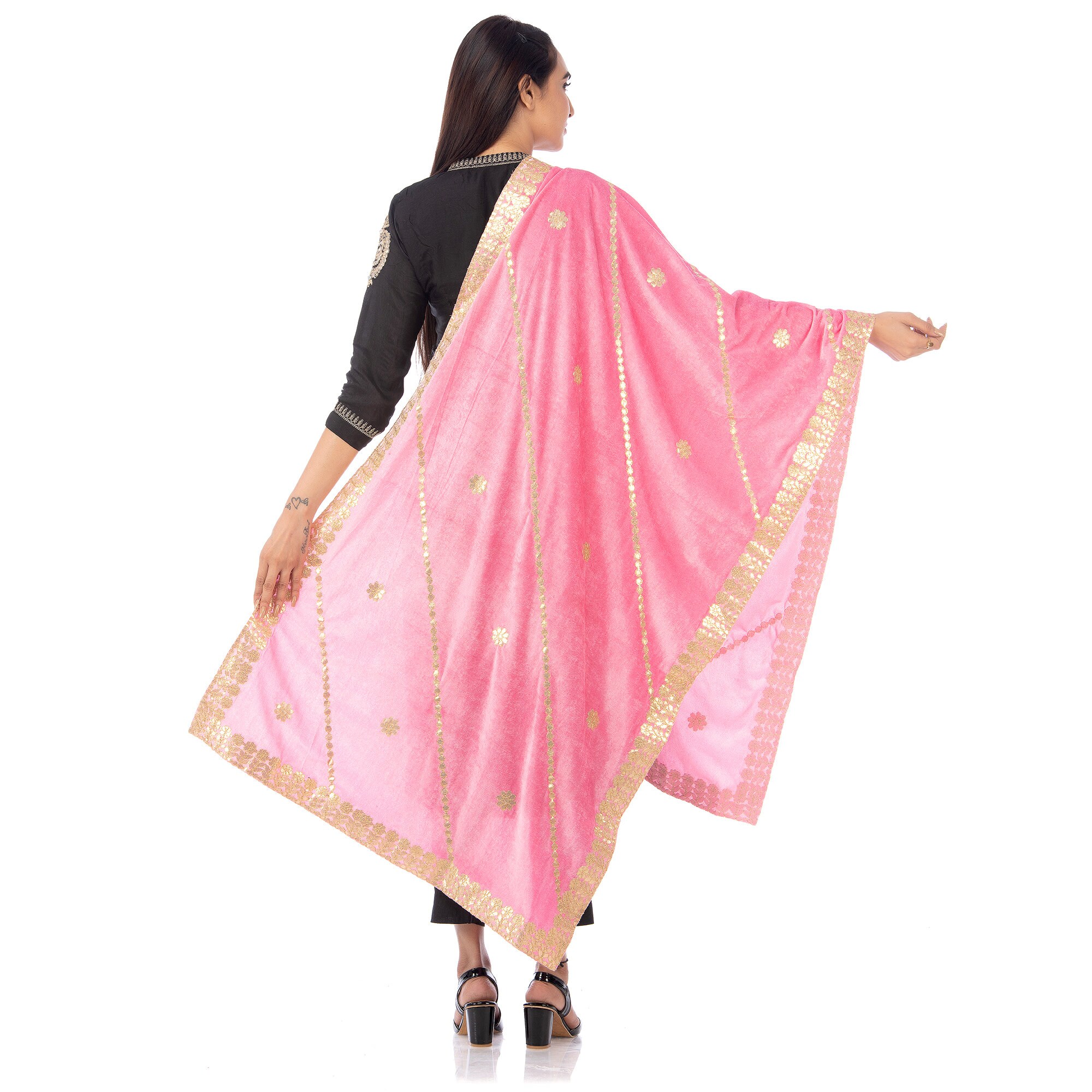 gota patti velvet shawl