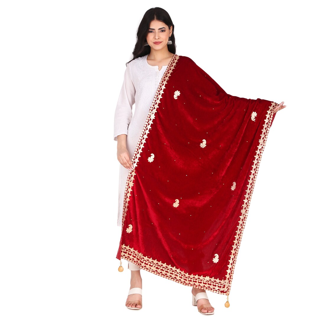 gota patti velvet shawl