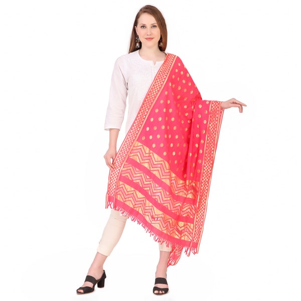 Cotton Silk Dupatta / Scarf with Zari Design