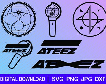 Ateez ロゴ、ダウンロード ファイル、dxf、png、Cricut、ギフト、Ateez svg、Kpop svg、ステッカー用、Atiny ギフト アイデア