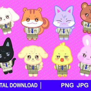 Aniteez Scouting, Ateez download, jpg, png, Kpop, stickers, ATiny gift, Ateez member, Ateez character, Aniteez download, Aniteez Treasure
