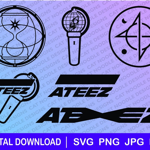Ateez logos, download file, dxf, png, Cricut, Gift, Ateez svg, Kpop svg, for stickers, Atiny gift idea