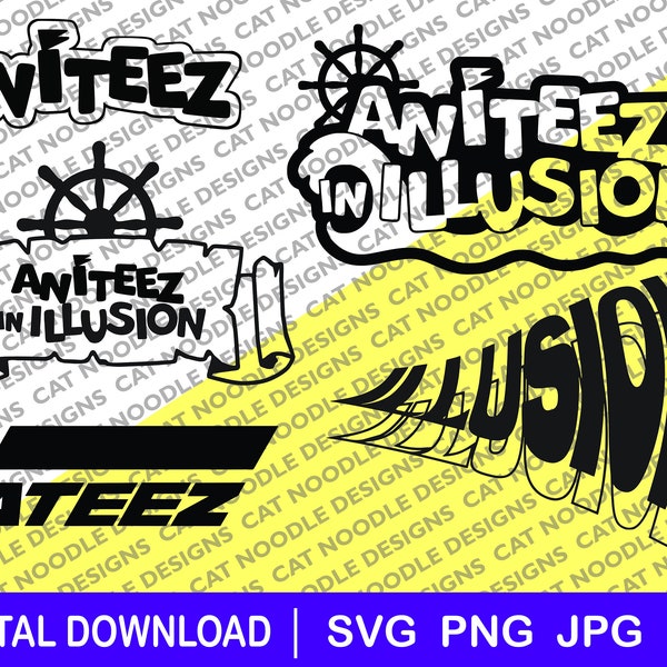 Ateez logos, Aniteez, Illusion, download file, dxf, png, Cricut, Gift, Ateez svg, Kpop svg, Atiny gift idea, Aniteez in illusion, jpg