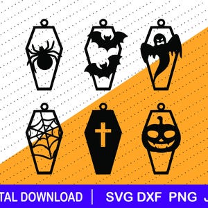 Coffin Earring Halloween download file, dxf png svg files, Cricut cut file, Glowforge, Laser file, Halloween svg, Silhouette, earrings