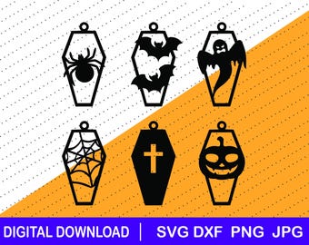 Coffin Earring Halloween download file, dxf png svg files, Cricut cut file, Glowforge, Laser file, Halloween svg, Silhouette, earrings