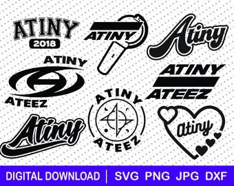 Atiny Ateez ロゴ、ダウンロード ファイル、dxf、png、Cricut、ギフト、Ateez svg、Kpop svg、ステッカー用、Atiny ギフト アイデア Atiny、