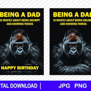 Een vader zijn Gorilla Vaderdagkaart clipart downloaden, png, jpg, afdrukbaar, leuke vaderdag, fijne vaderdag, cadeau vader, geweldige vader