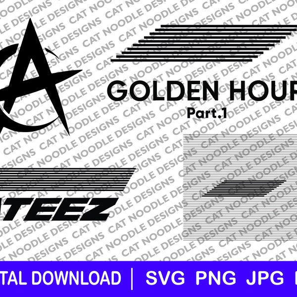 Ateez Golden Hour Part. 1, download file, dxf, png, Cricut, Gift, Ateez svg, Kpop svg, stickers, Atiny gift idea, Ateez printable download