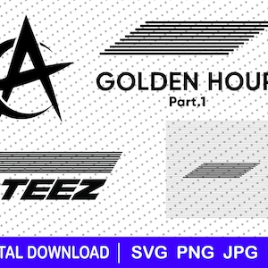 Ateez Golden Hour パート 1、ダウンロード ファイル、dxf、png、Cricut、ギフト、Ateez svg、Kpop svg、ステッカー、Atiny ギフト アイデア、Ateez 印刷可能ダウンロード