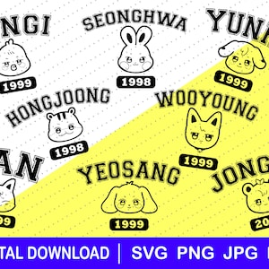Aniteez download file, Cricut, Ateez svg, Kpop, Atineez svg, png, jpg, dxf,  stickers, ATiny gift, Ateez member, character, Ateez T shirt