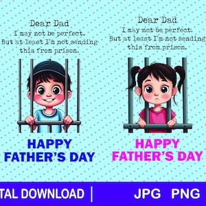 Vaderdagkaart clipart downloaden, png, jpg, afdrukbaar, Fun Prison Fathers Day, Happy Father's Day, cadeau vader, kaartontwerp jongen en meisje