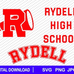 Rydell High School Cut Files, download, Cricut, svg, Png, Jpg, Grease, Rydell, Fancy Dress Printables, Sandy, Danny, Musical, T-Shirt-Dateien