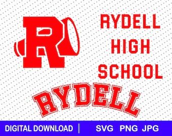 Archivos de corte de Rydell High School, descarga, Cricut, SVG, PNG, JPG, Grease, Rydell, imprimibles de disfraces, Sandy, Danny, musical, archivos de camisetas