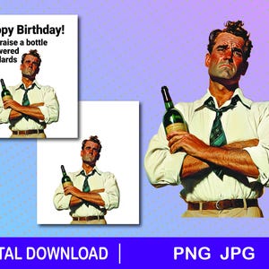 Clipart vin homme drôle, carte, fichier à télécharger, png, jpg, drôle, fichier pour impression, carte homme, papa, sarcastique, homme rétro, vin, mari, père