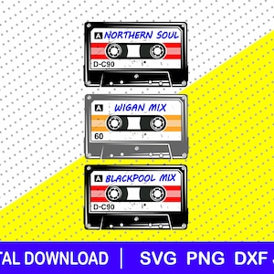 Northern Soul Cassette download file, KTF, png, svg, Cricut,  Soul Music, Keep the faith, Wigan Casino, Blackpool, printable files, mix tape
