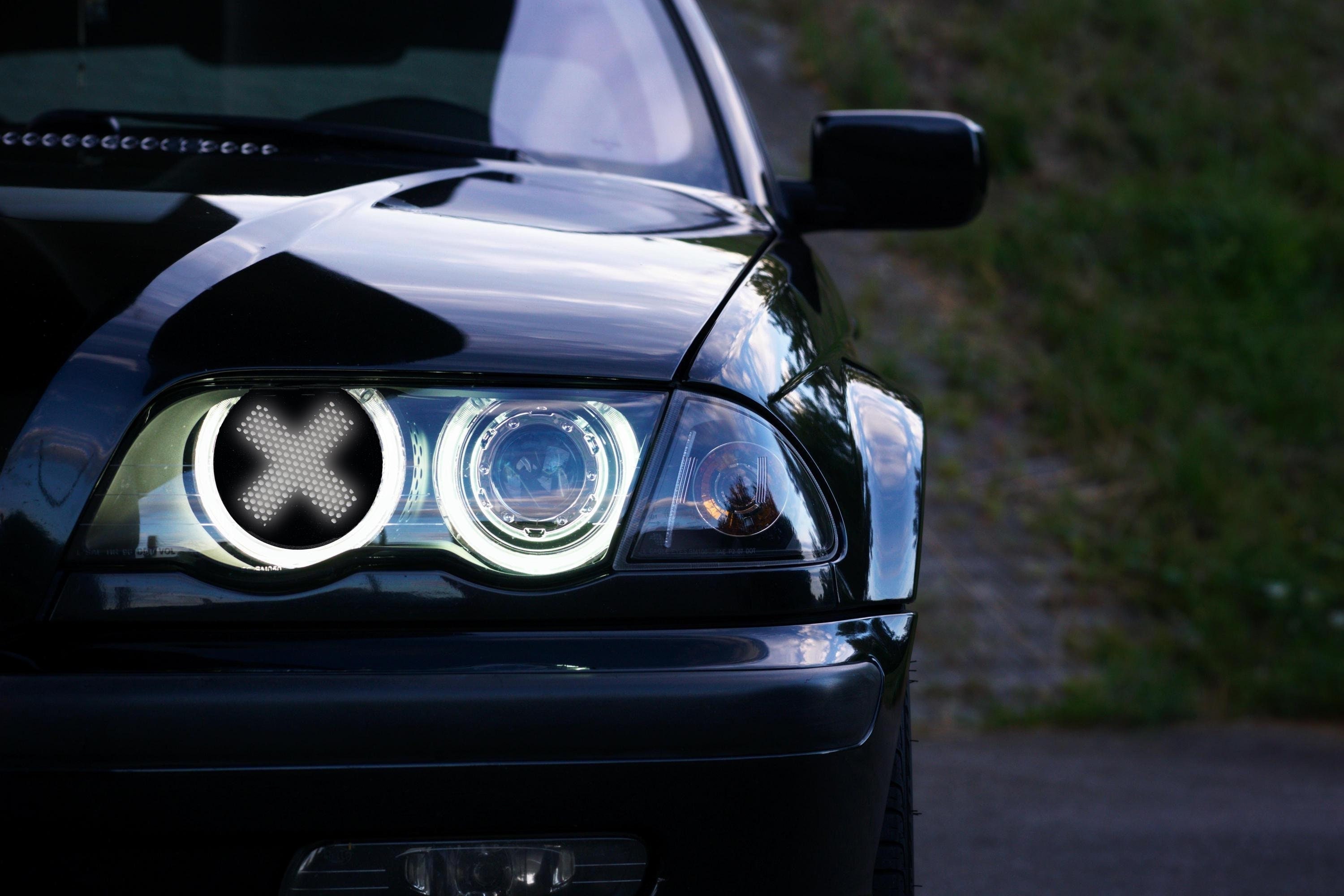 BMW E46 Cross Style Headlight Decoration Covers - 2 Pcs