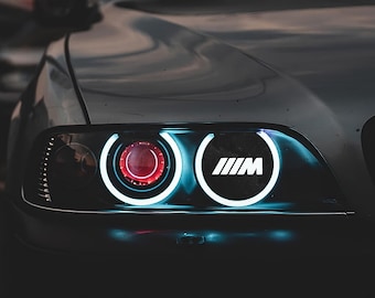BMW E39 M Logo Black & White Headlight Decoration Covers - 2 Pcs Accessories Mods Tuning