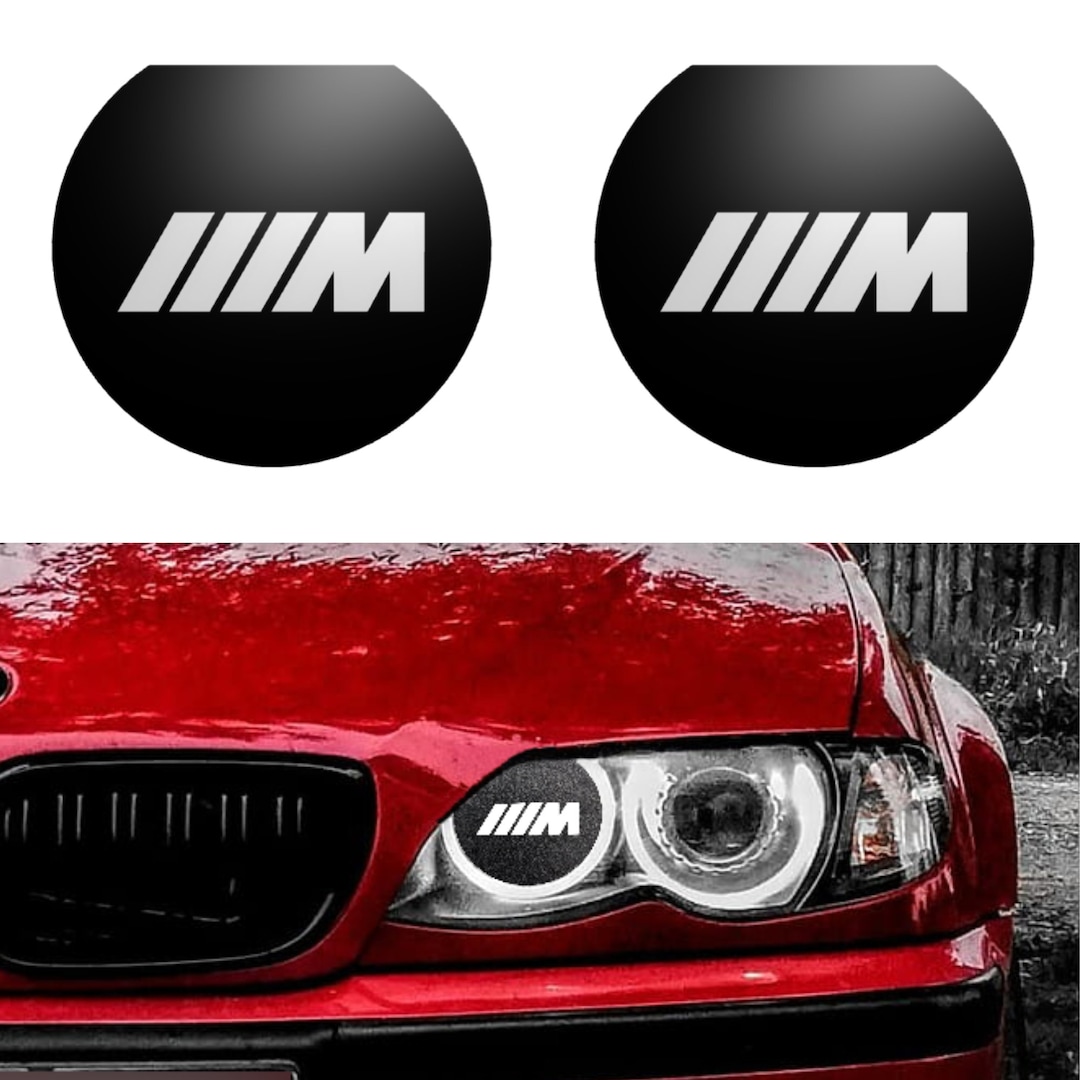 BMW 3 Series E46 2 Pcs M Logo Black & White Headlight Decoration Covers ...