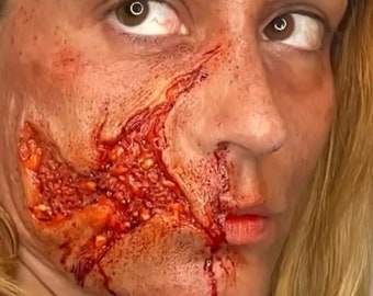 Ferita aperta viso, protesi silicone incapsulato, per Cosplay, LARP, Halloween, zombie makeup