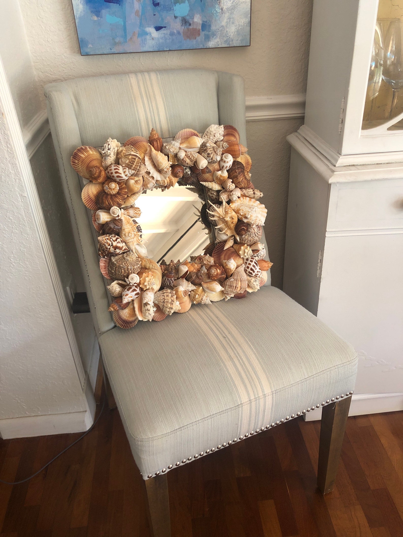 Beach House Hamptons Seashell Mirror Distressed Nautical Etsy
