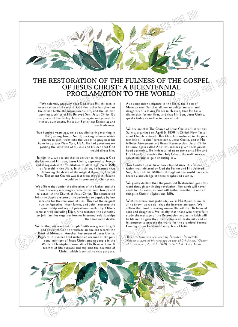 The Restoration of the Fulness of the Gospel of Jesus Christ: A ...