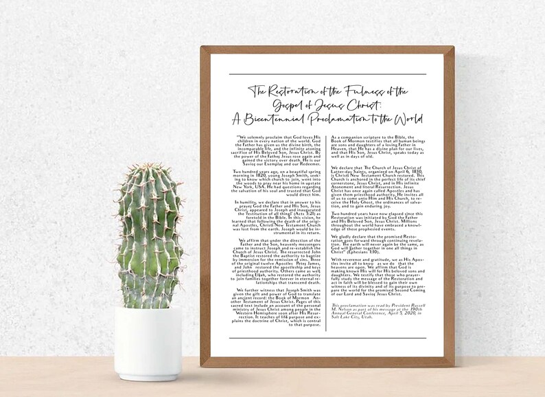 The Restoration of the Fulness of the Gospel of Jesus Christ: A ...