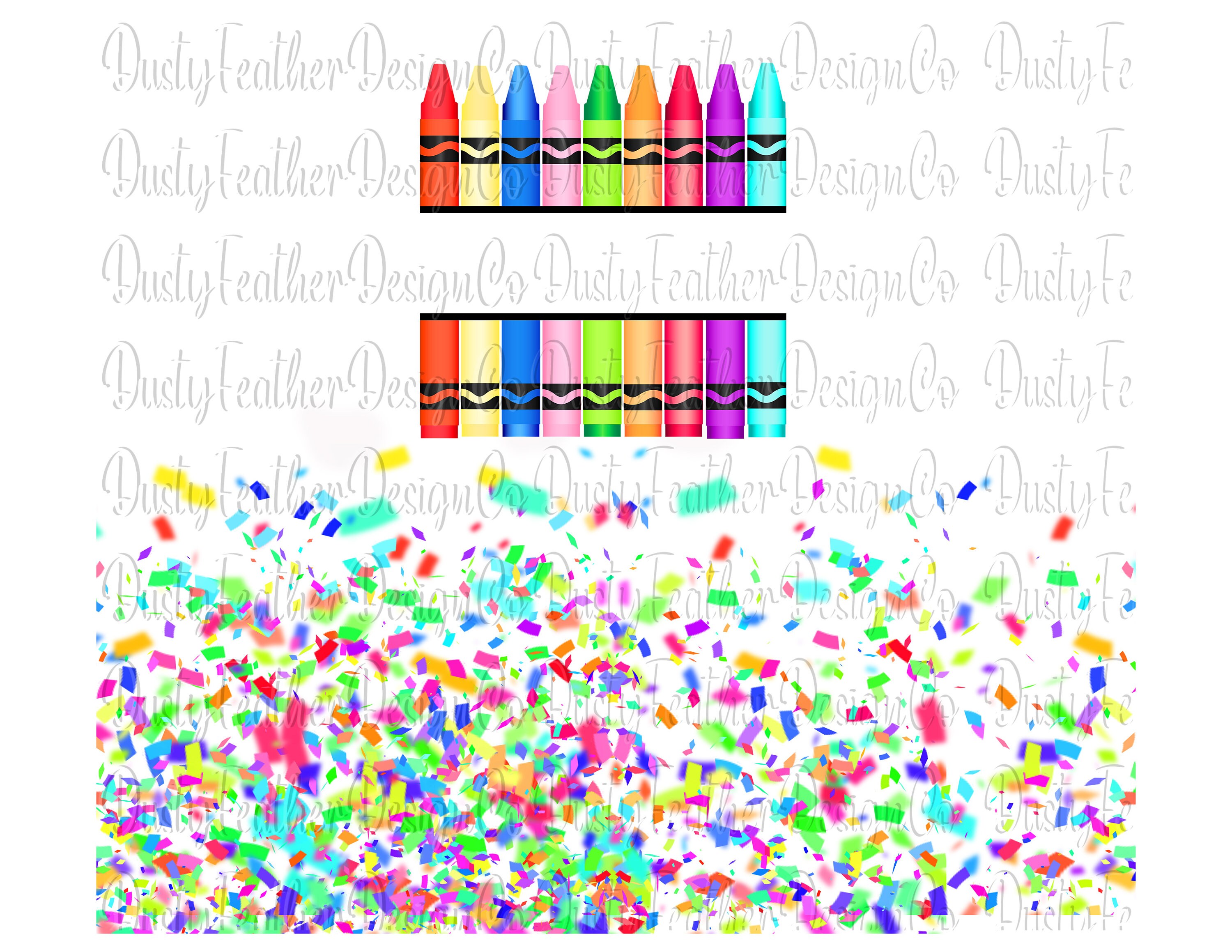 Teacher Appreciation Crayons Confetti Tumbler Design PNG Etsy