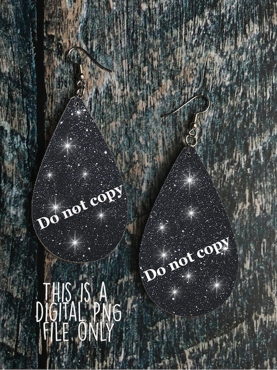 Black Glitter Teardrop Earrings, Black Sparkle Faux Leather Teardrops, Hypoallergenic Stainless Steel