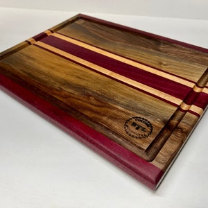 Handmade Wooden Cutting Board- Walnut, Maple, and Purpleheart
