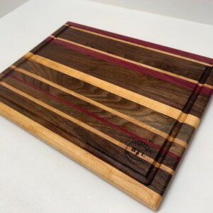 Wooden Cutting Board- Walnut, Maple, and Purpleheart